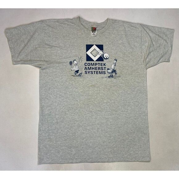 VINTAGE Comptek Amherst Systems Graphic T-shirt Men XL Gray Computer Promo - Picture 1 of 8